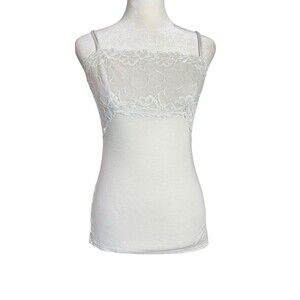 Y2K Feline Lace Cami Top Coquette Babydoll Milkmaid Sz S